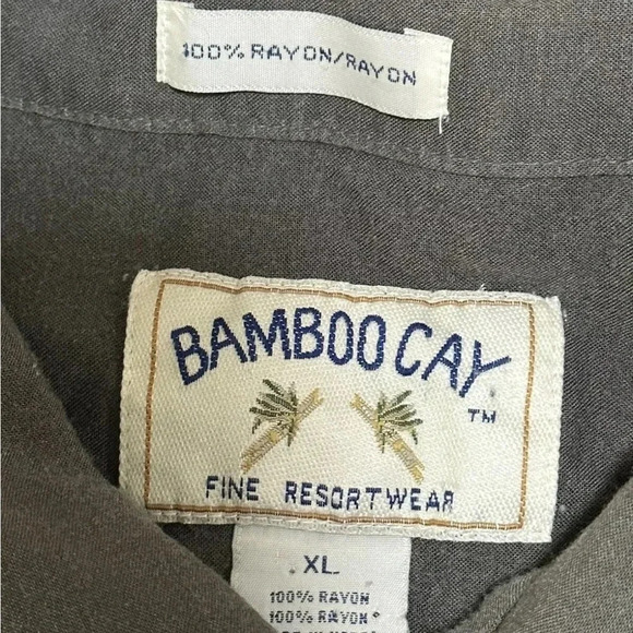 Bamboo Cay Hawaiian Shirt Mens XL Gray Beige Tan Aloha Island - Picture 3 of 7